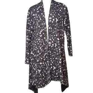 Sympli Cat's Meow Cardigan Patterned Sweater Women's Size XL Grey Black